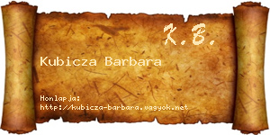 Kubicza Barbara névjegykártya